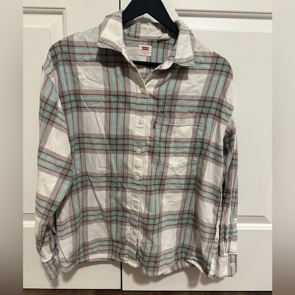Levi’s Davy Plaid Flannel Button Down Long Sleeve Shirt Size Small Women’s - Picture 4 of 12